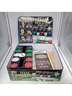 2005 Cardinal Poker Superstars Texas Hold'em Set 200 7.2g Chips Tin Complete